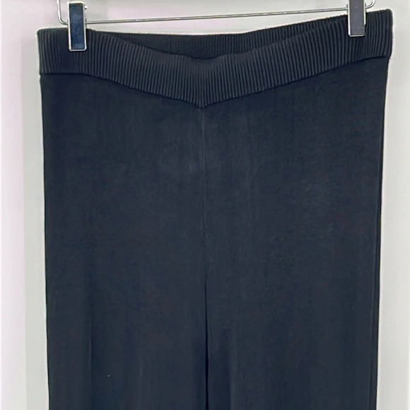 Staud Statement Pants High Rise Ribbed Viscose Flared Leg in Black - Size Medium - Picture 2 of 7